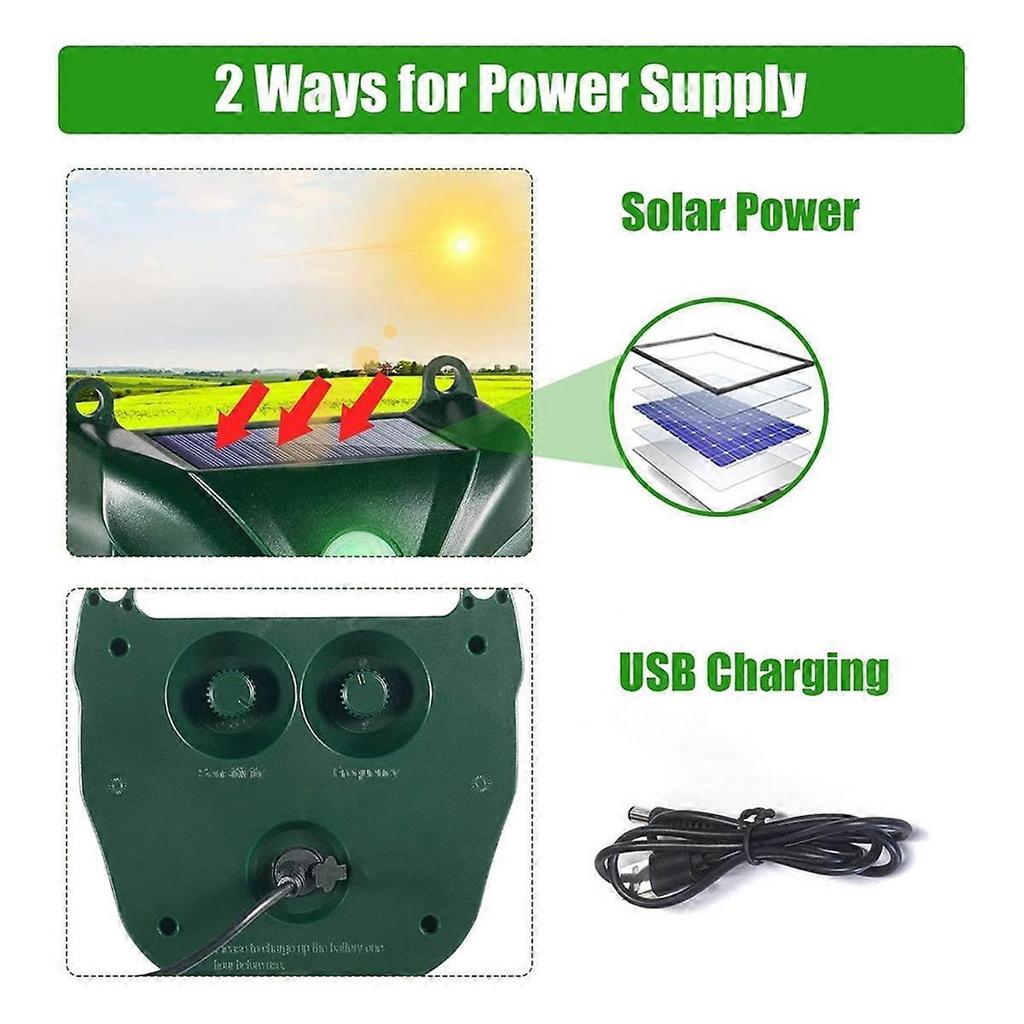 2PCS Outdoor Animal Repellent Solar Repellent Devices Ultrasonic Cat Repellent Deterrent Repellent Skunk Repelent