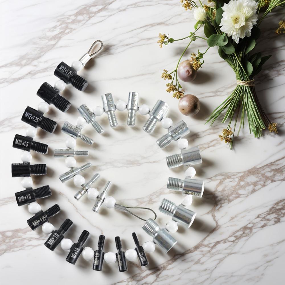 Тестер дюймовой и метрической резьбы 23 дюйма и 21 метрический размер. Прибор для проверки резьбы болтов, гаек и винтов. 26 калибров с наружной/внутренней резьбой.