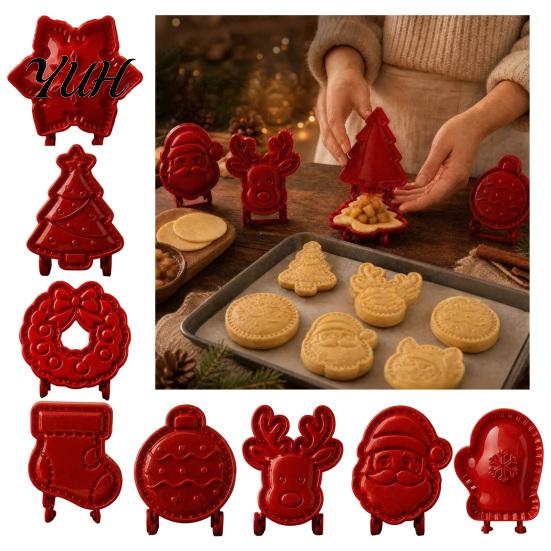 Holiday Pie Molds Christmas Hand Press Mold, Plastic Pastry Dough Party Food Prep Neatly Cut Cookie Cutters for DIY Treats Baking Gifts Enthusiasts