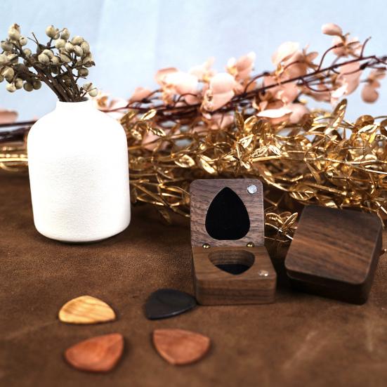 Wooden Guitar Pick Box Guitar Picks Portable Guitar Plectrum Holder Pick Organizer Case for Musicians Travel Daily Storage