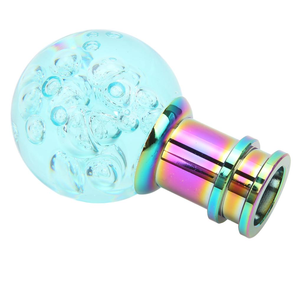 Gear Shift Knob with M8 M10 M12 Adapter Universal Acrylic Transparent Bubble Style Shifter Head for Car Light Blue