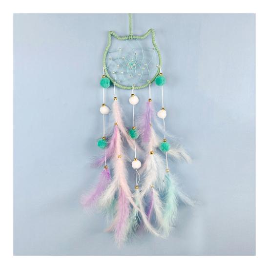 Красочные перья Ловец снов с полосой лампы Гостиная Спальня для Девочек Настенное искусство