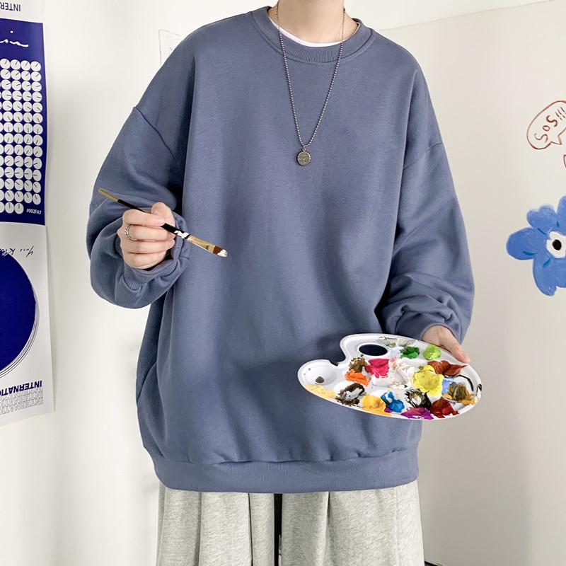 Мужская осенняя модная свободная толстовка в гонконгском стиле с круглым вырезом