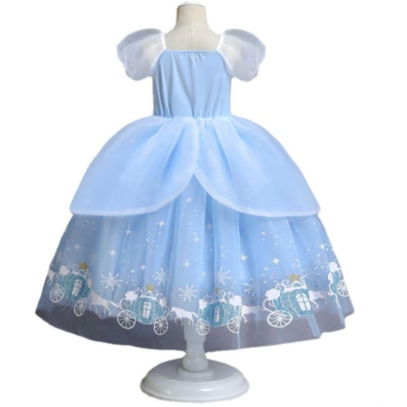 Cinderella Dress Cotton Princess Gown, 7 Accessories, Size 7-8 Years, Multicolor, 140cm, Girls Costume