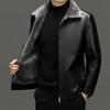 Роскошная мужская кожаная куртка с меховым воротником для осени и зимы - Пальто из натуральной кожи для мужчин среднего и пожилого возраста