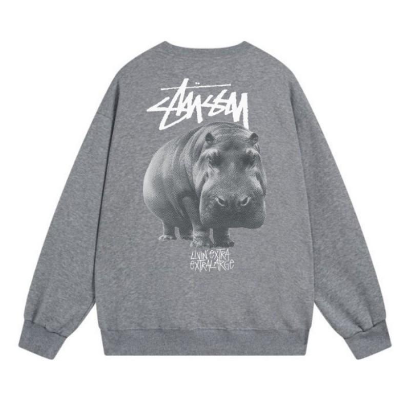 Classic Print Hoodie Mens Loose Fit Crewneck Cotton Sweatshirt Casual Wear