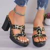 2024 Summer New High-heeled Waterproof Platform Women Sandals and Slippers Thick-heeled Bright Leather Solid Color Casual Shoes