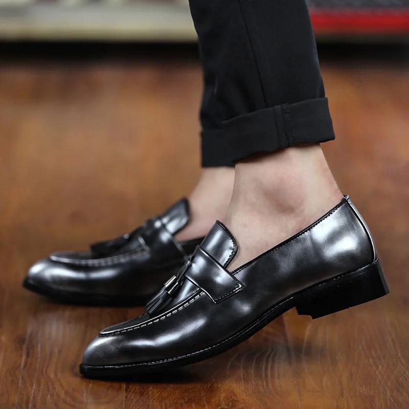 New Fashion Pointed Toe Men's Dress Shoes Comfy Leather Shoes Men Slip-on Wedding Shoes for Men Best Quality Zapatos De Vestir