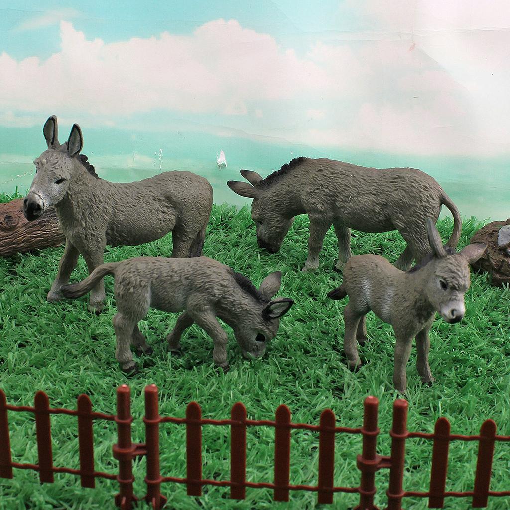 1pcs Realistic Donkey Animal Figurines Toy Figures Solid Grey Mule Models Farm Animal Toys Static PVC Decor Crafts