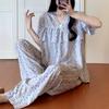 Short-sleeved trousers cotton and silk pajamas women's summer thin suit Japanese sweet anti-bumps can be worn outside cotton silk loungewear