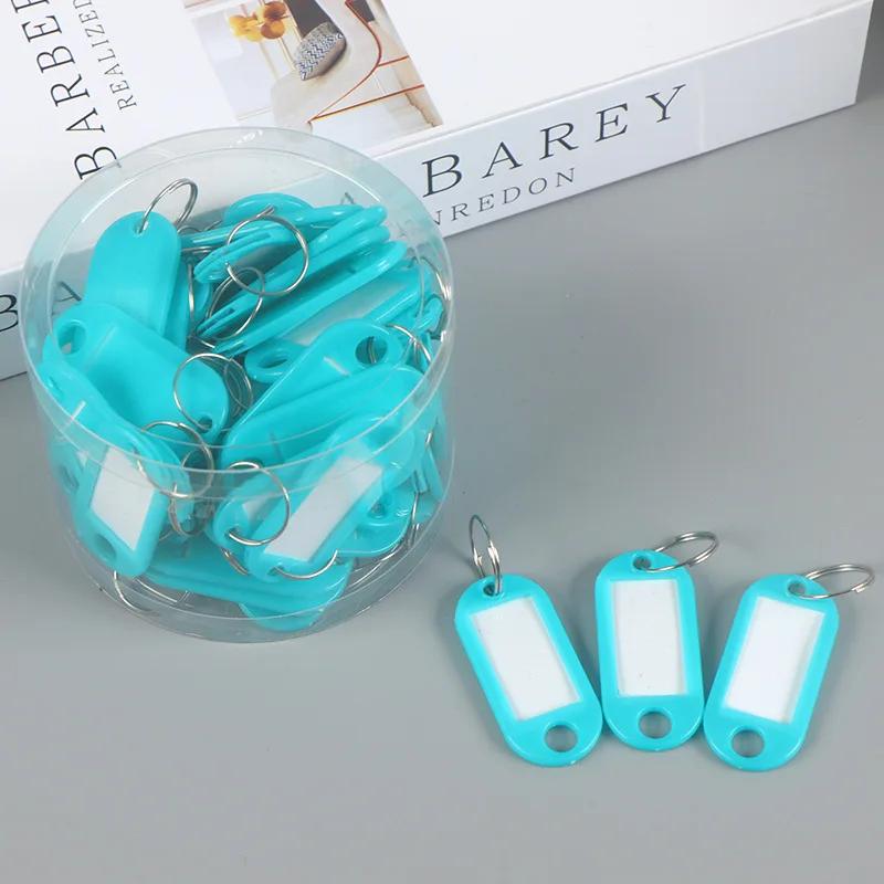 50 шт./лот красочный пластиковый брелок для ключей бирки этикетка пронумерованная имя багажная бирка идентификатор брелок для отеля бирка с именем бирки с разъемным кольцом