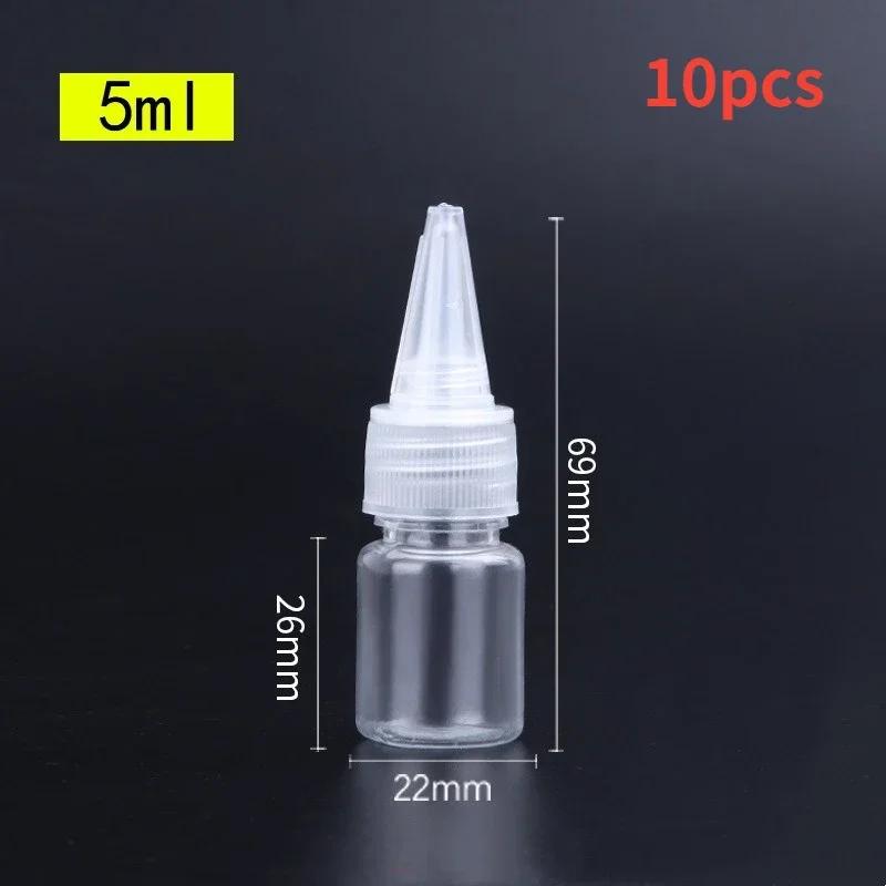 10 шт пустые флаконы-капельницы прозрачные бутылки с острым горлышком пластиковые портативные многоразовые насадки-капельницы с крышкой чернила клей бутылка