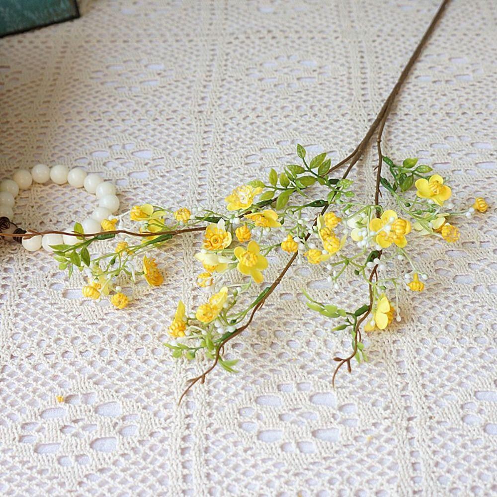 With Leaf Artificial Flower Single Small Flowers Plum Blossom Household Silk Flower Courtyard