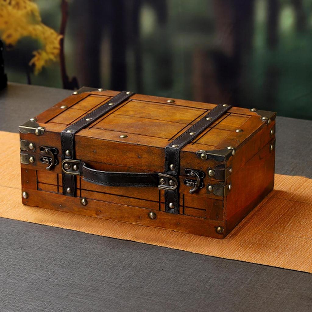 Старинный деревянный ящик для хранения чемодан ювелирный сундук элегантный для путешественников универсальный с шарнирным механизмом
