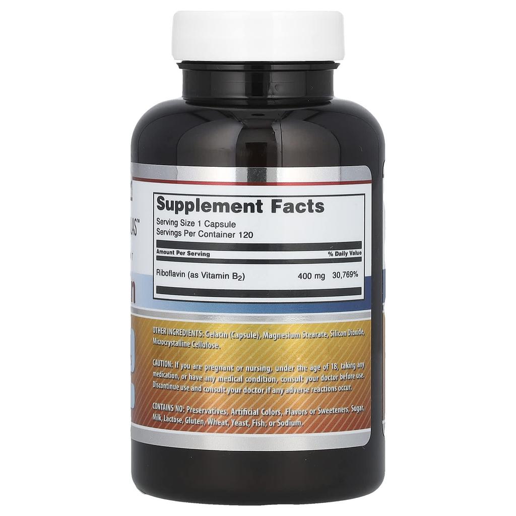 Riboflavin, 400Mg, 120 Capsules