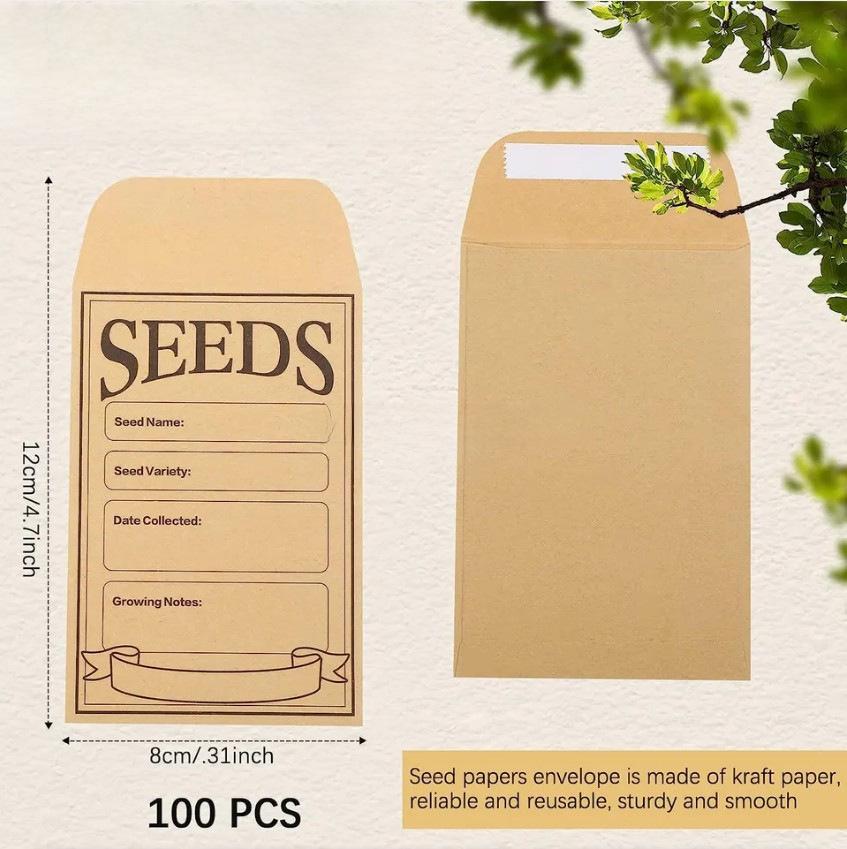 Мешочек-конверт для семян из крафт-бумаги, самоклеящийся, 8x12, 100 г, в китайском стиле, для хранения пшеницы, настраиваемый