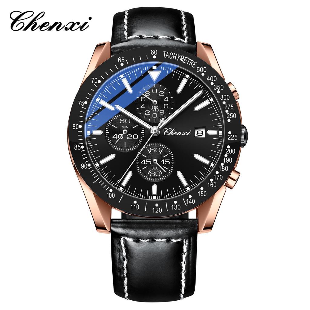 CHENXI Men's Multifunctional Sports Chronograph with Luminous Steel Band - Quartz Watch