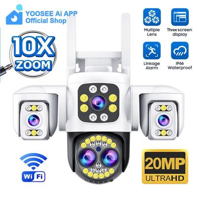 YOOSEE Ai APP Уличная WiFi CCTV Камера с 10-кратным ЗУМом, HD 20 Мп, Ночное Видение, Двусторонняя Связь, Камера Безопасности, Водонепроницаемая, Защищенная от Солнца, Удаленный Просмотр