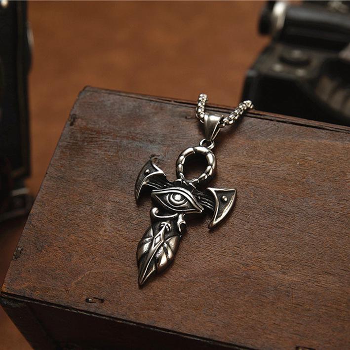 Мужское титановое стальное ожерелье-крест с подвеской 'Глаз Гора'