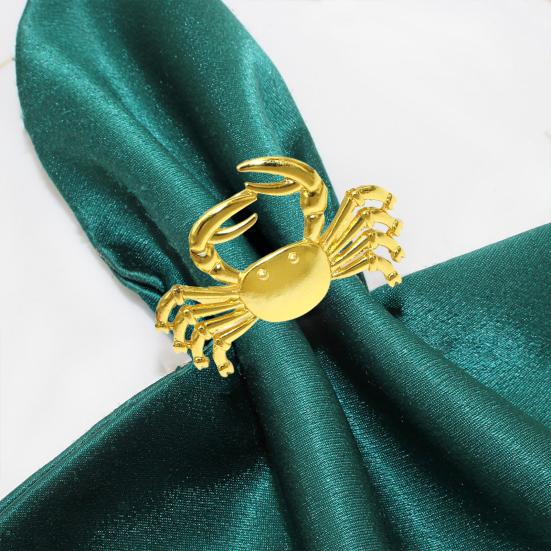 Yousheng Crab Napkin Ring, Reusable Metal Napkin Holder, Coastal Crab Napkin Holder for Summer Gatherings Beach House Parties