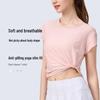 Женская быстросохнущая утягивающая футболка для йоги: Свободная фитнес-накидка с короткими рукавами