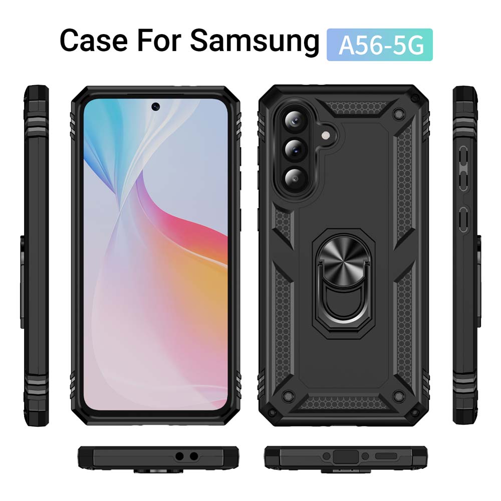 Чехол для телефона High End Armor Car с магнитным креплением для Samsung Galaxy A57 A37 A27 A17 A07 A56 A36 A26 5G Металлическое кольцо Вращающаяся на 360° подставка Противоударная бамперная крышка
