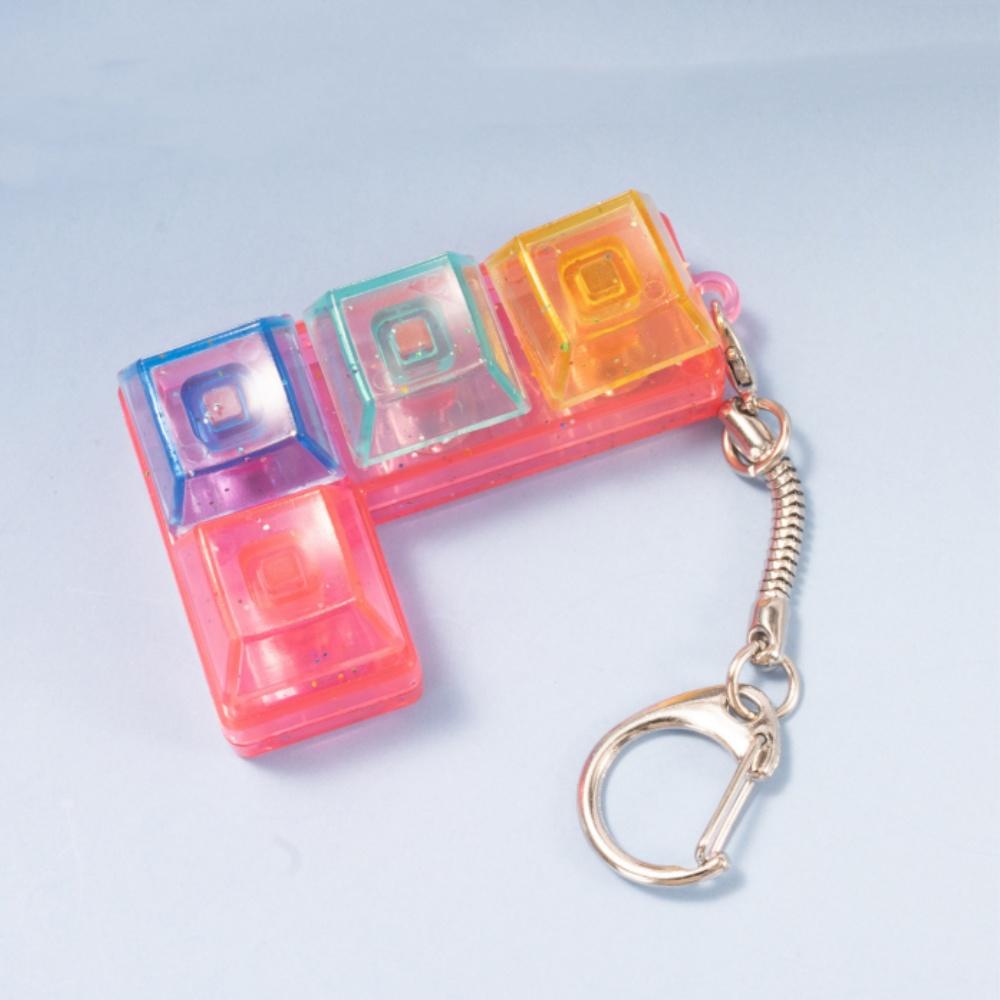Cute 1 Buttons Keyboard Fidget Keychain Keyboard Clicker Mechanical Keyboard Keyring Stress Relief Toys Gift For Girlfriend