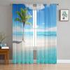 Summer Beach Palm Trees Sheer Curtains for Bedroom Living Room Decoration Window Curtain for Kitchen Tulle Voile Organza Drapes