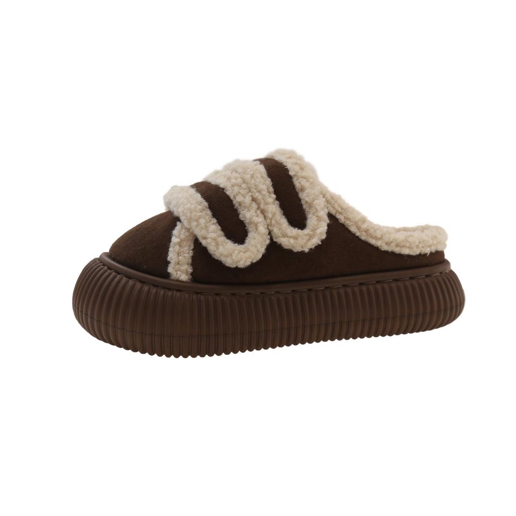 Fashion Warm Cotton Slippers Women New 2024 Winter Platform Shoes Soft Plush Thick Sole Casual Snow Shoes Ladies Plush Warm Slippers