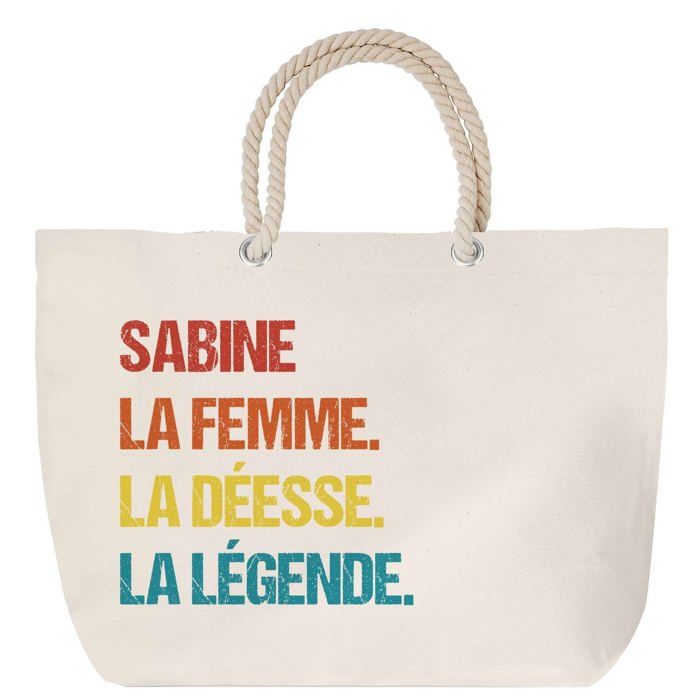Sac de plage - PLANETEE - Sabine Déesse Légende - Anse corde - Grand format - Coton