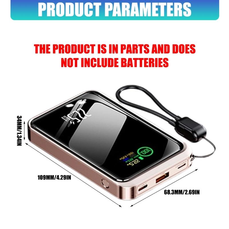 Пластиковый кейс для хранения аккумуляторов ABS PC со светодиодной подсветкой и цифровым дисплеем, компоненты для DIY-зарядки (без аккумулятора) для мобильных телефонов
