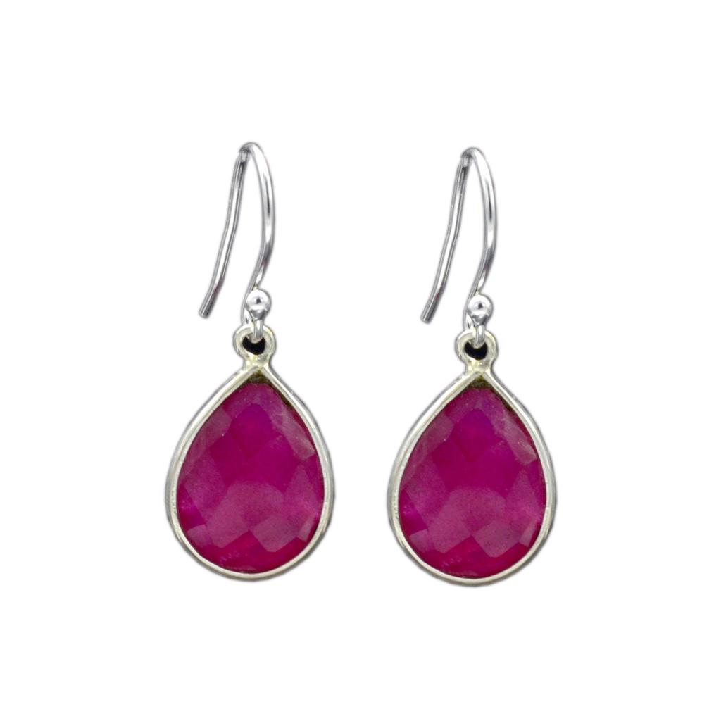 Ruby 925 Sterling Silver Earrings, Pear Gemstone Handmade Earrings, Gift For Her