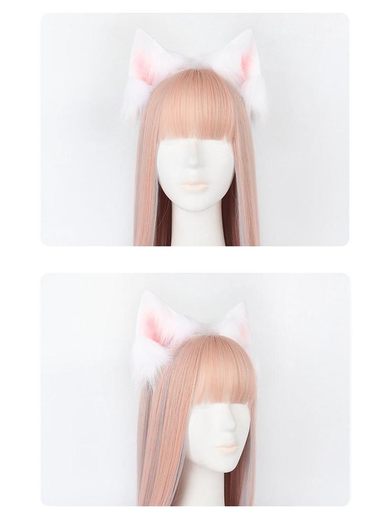 Handmade Plush Cat Ear Headband and Fox Tail Cosplay Prop for Anime Conventions