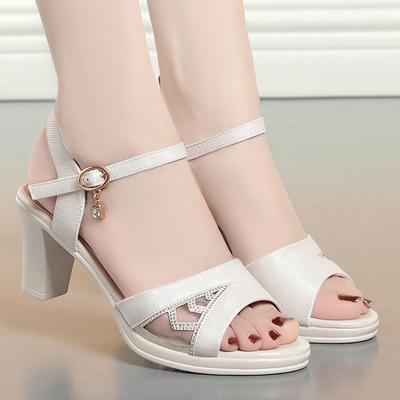 Новые Элегантные Туфли с Открытым Носком, Толстый Каблук, Высокие Женские Туфли, Высокие Каблуки, Вечеринка, Офис Леди, Сандалии, Женские Сандалии