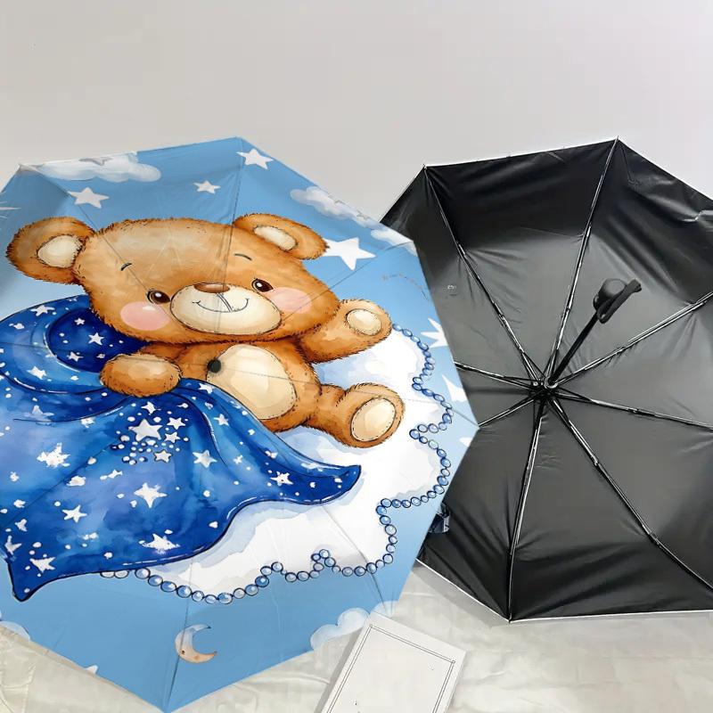 1PC Bear Cloud Umbrella-8-Rib Reinforced, Automatic Open, Lightweight & Durable, Fashion Accessory for Outdoor, J0407