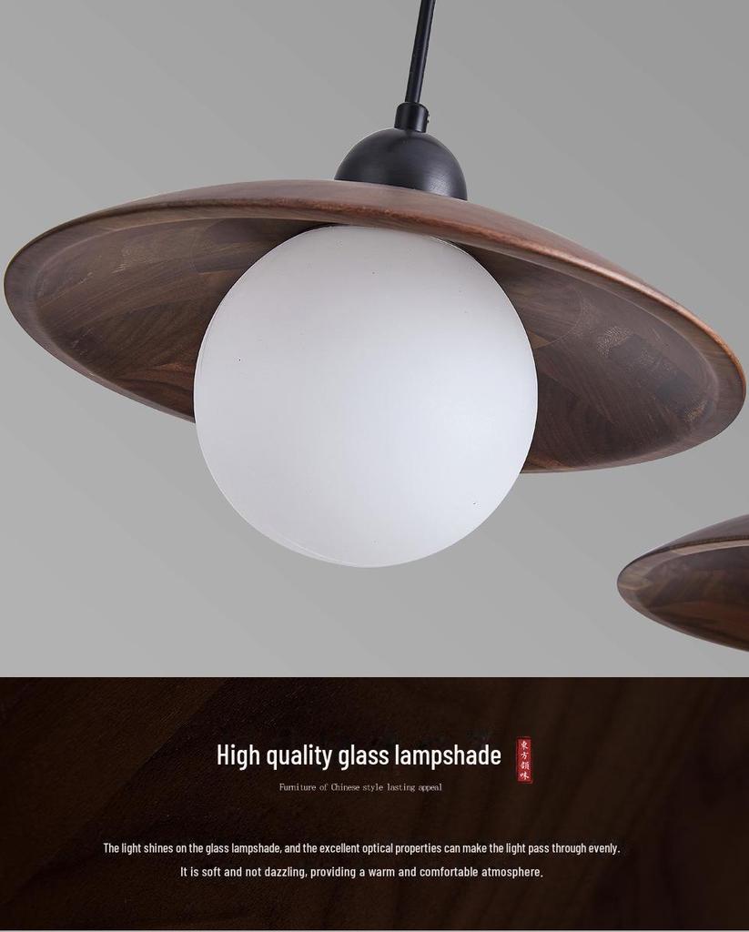 Creative Wabi-Sabi Chandelier: Retro Japanese Style with North American Black Walnut for Bedroom, Staircase, or Bar.