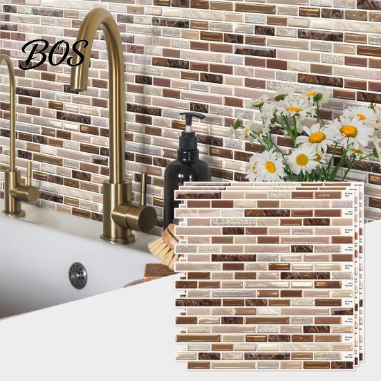 Self-adhesive Mosaic Wall Tiles 3D Gel Faux Stickers, Easy Peel & Stick Backsplash Tile Installation Stickers Vintage Brick Wallpaper for Kitchen,