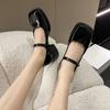 Fashion Rimocy Silver Thick Heels Mary Jane Shoes Women 2025 Buckle Strap Square Toe Pumps Woman Med Heele Patent Leather Shoes Female