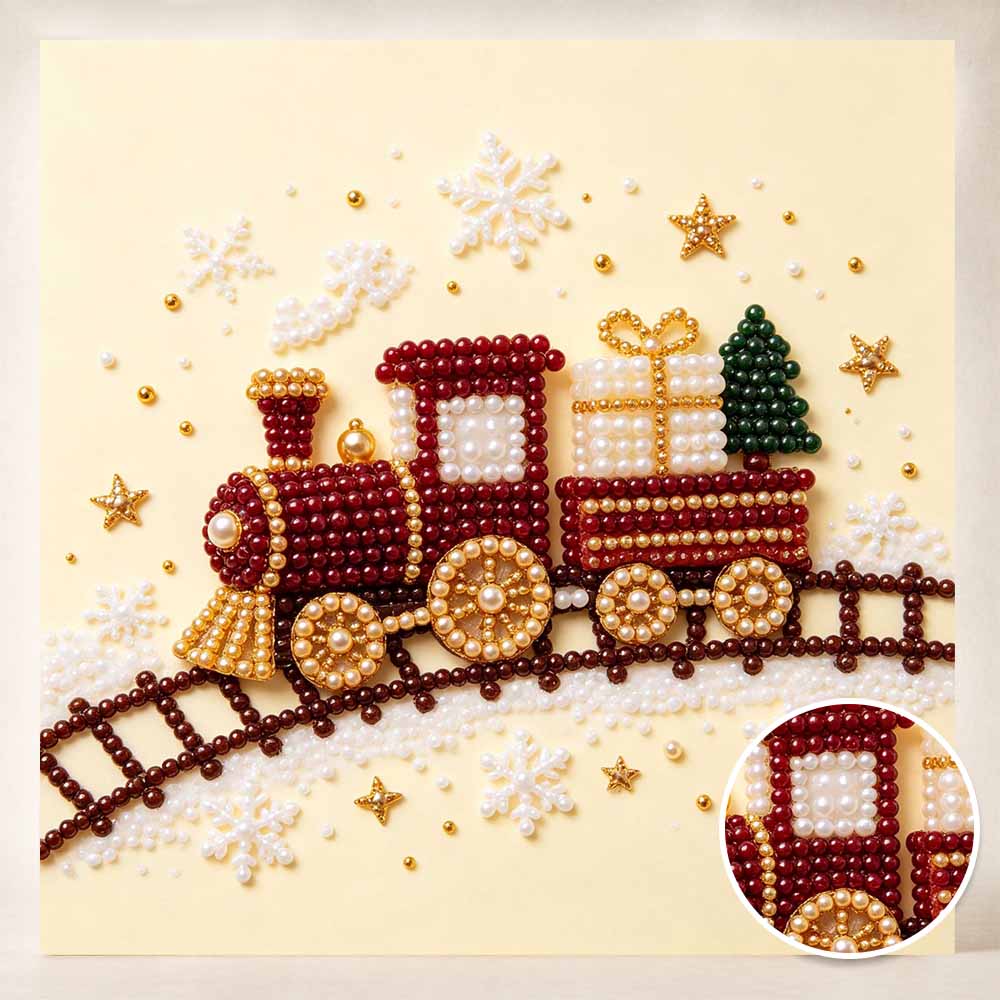 Pearl painting Christmas train gift tree art kit DIY home decor painting