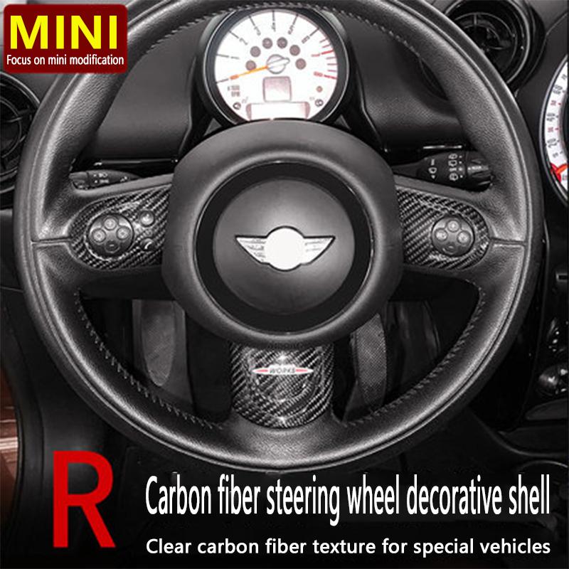 Для MINI Cooper R55 R56, декоративная наклейка на руль R60, модификация из углеродного волокна