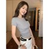 Craftsman's basic solid-color short-sleeved T-shirt for women's summer new Korean slim-fitting and thin stacked bottoming top