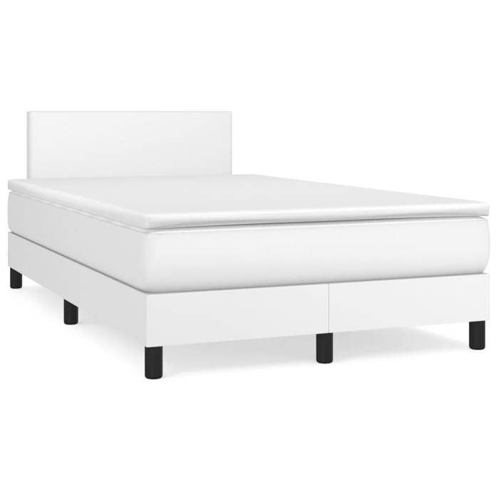 Maison Exclusive - Sommier à lattes de lit avec matelas Blanc 120x200cm Similicuir