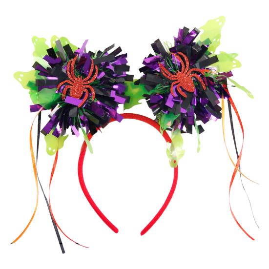 Halloween Headband Pumpkin Spider Tassel Women Headpiece Spooky Skeleton Ribbon Headwear Cosplay Accessory Party Supplies