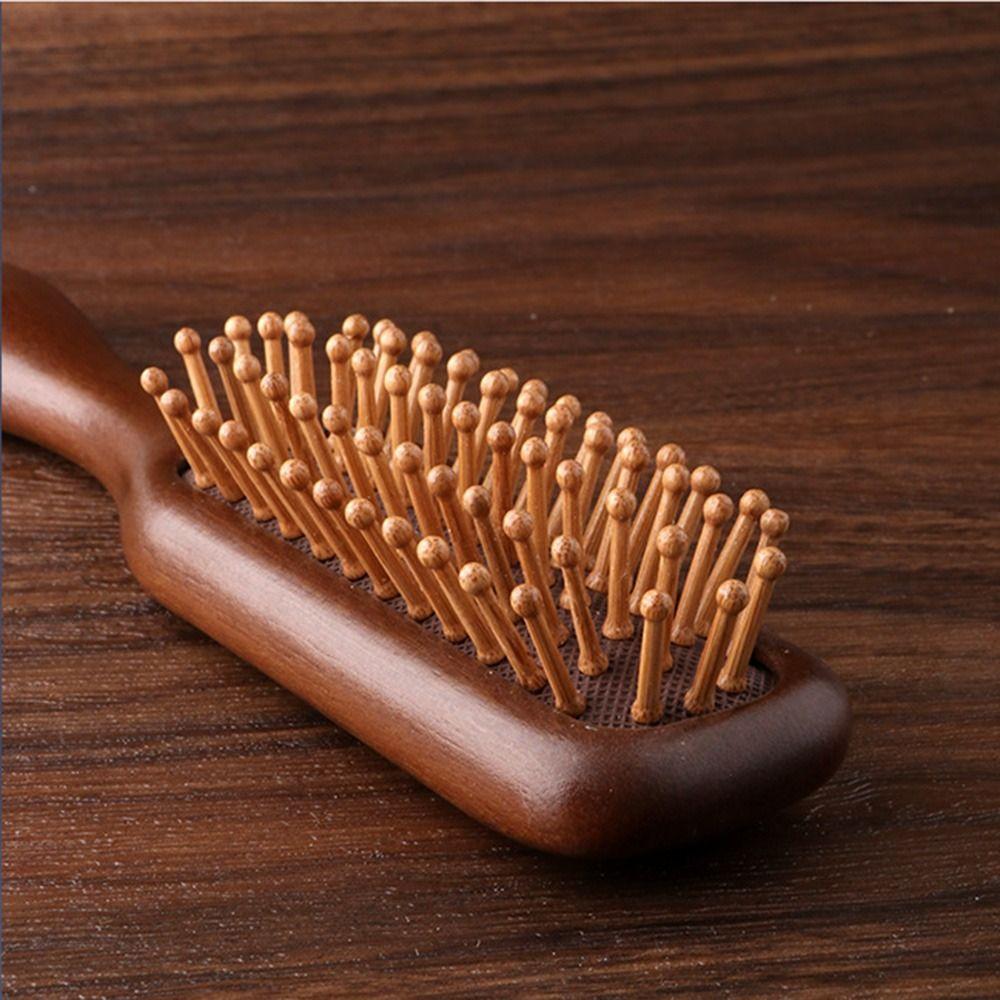 Антистатическая деревянная массажная расческа для кожи головы, расслабляющая, с широкими зубьями, с пневмоподушкой, щетка для волос, утолщенная, удобная, сандаловое дерево, массажер для кожи головы