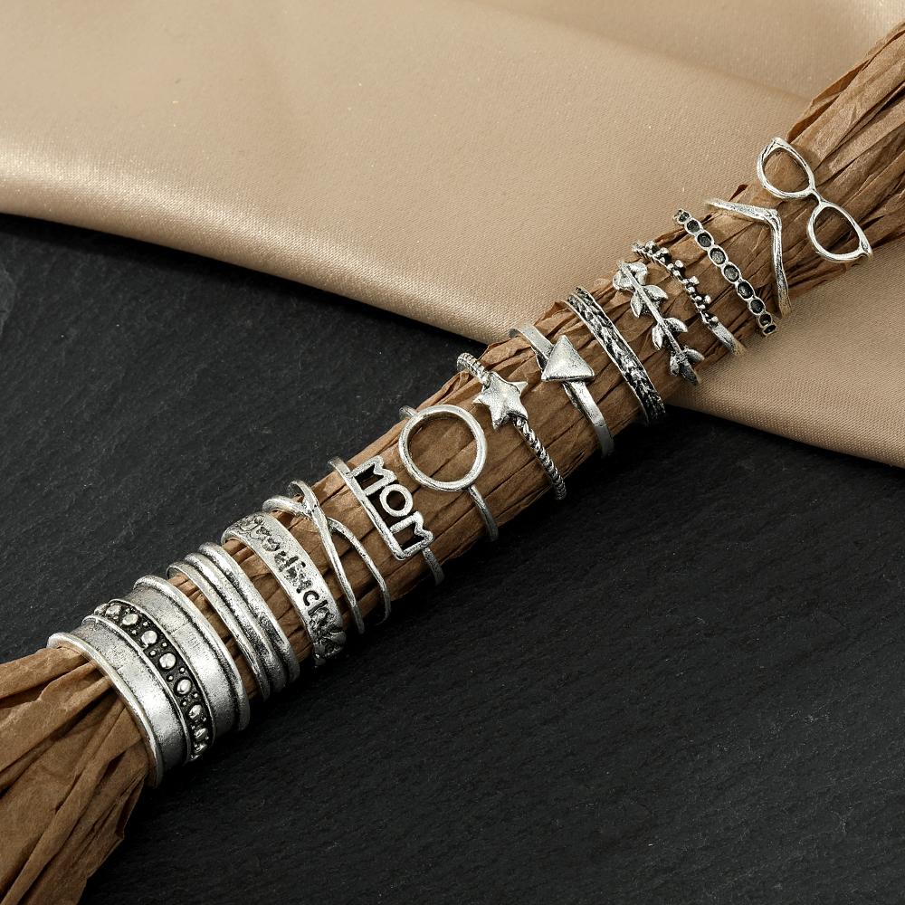 Набор из 14 предметов, винтажные ювелирные изделия, кольцо для пары, подходящее кольцо, элегантный набор колец с темпераментом