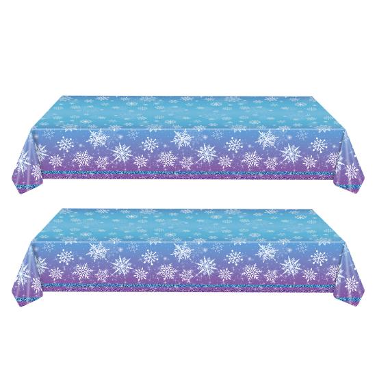 Одноразовая скатерть Водонепроницаемая скатерть со снежинками Блестящая скатерть на зимнюю тематику для рождественских и новогодних вечеринок