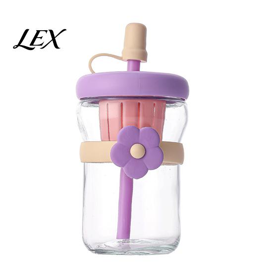 Portable Tea Travel Mug with Filter Glass Straw Cup, Detachable Filter, Macaron Color Flower Water Bottle for Scented Decor, Heat Resistant Mug, Home