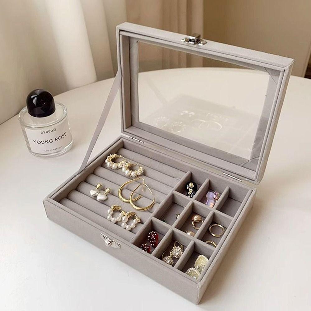 Держатель для колец Органайзер для украшений Прозрачная коробка для демонстрации украшений Коробка для хранения украшений Дорожное хранение