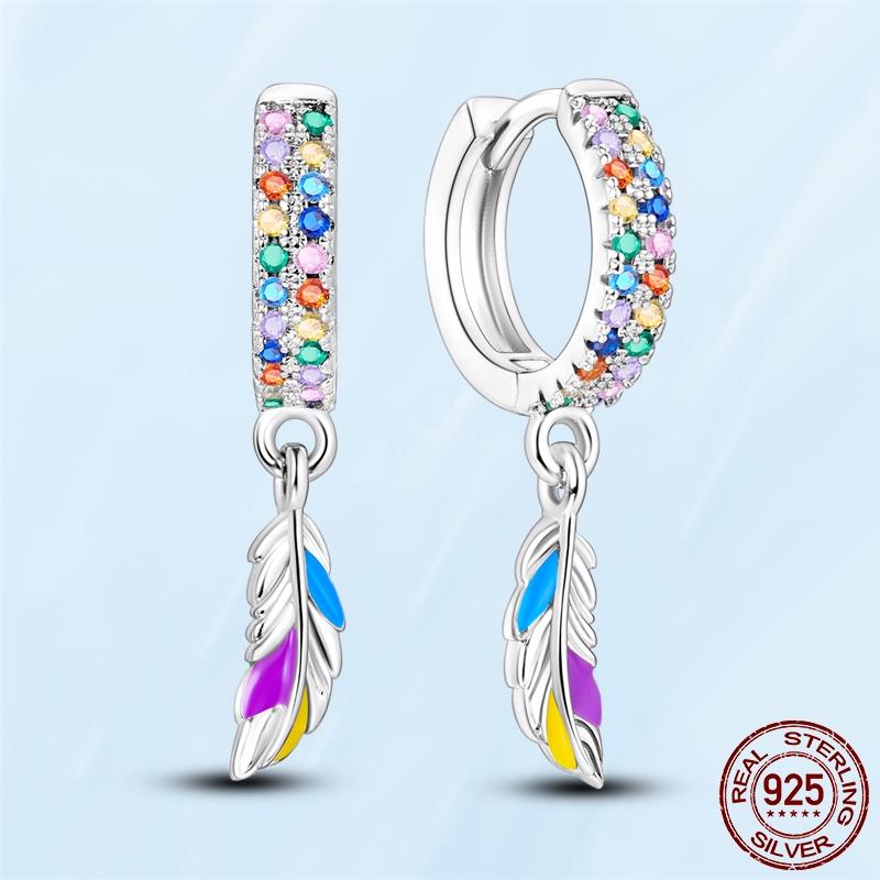 Настоящие оригинальные серьги-гвоздики из стерлингового серебра 925 пробы с цветком маргаритки и перьями в форме сердца, подходят женщинам, модные ювелирные изделия, подарок на помолвку