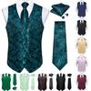 Mens Waistcoats Vest Set Red Blue Black Purple Paisley Waistcoat Dress Wedding